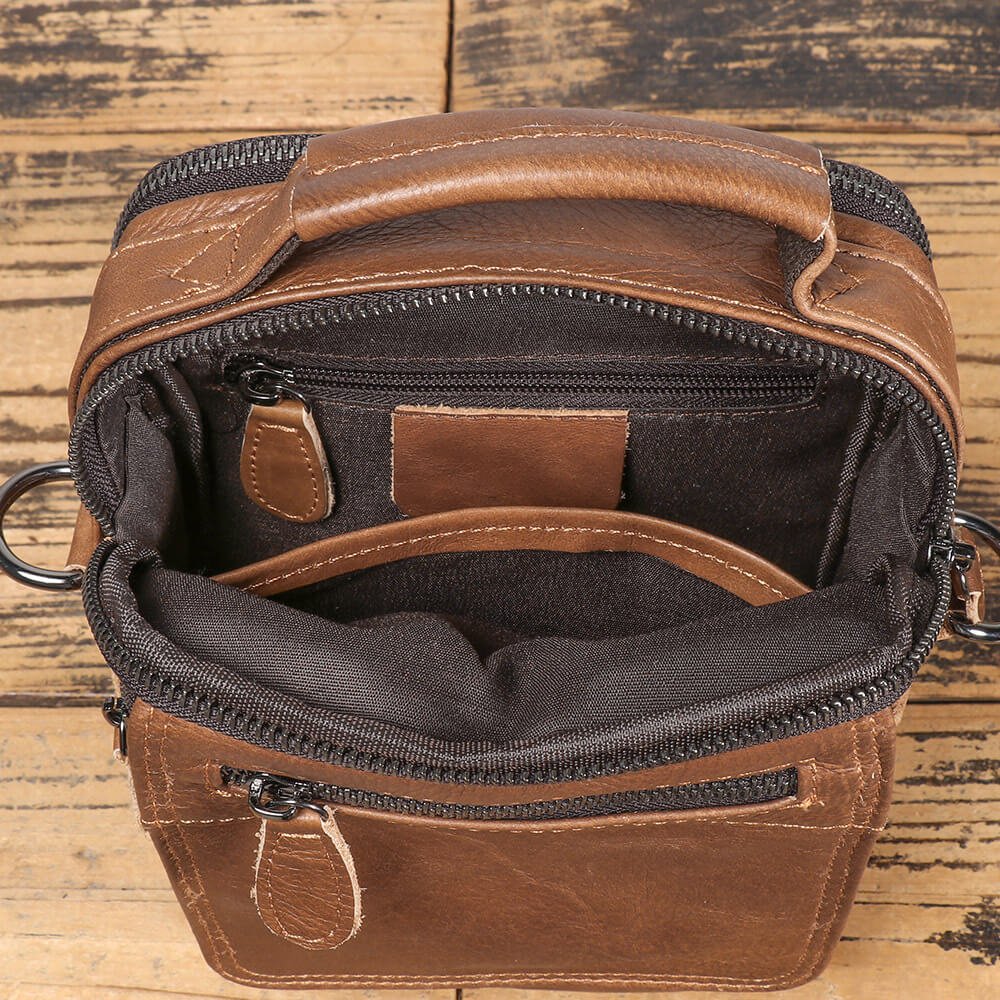 Classic Stylish Top - Grain Leather Crossbody Bag for Men – Babylon Leather - Babylon LeatherBabylon LeatherLJ117-Brown