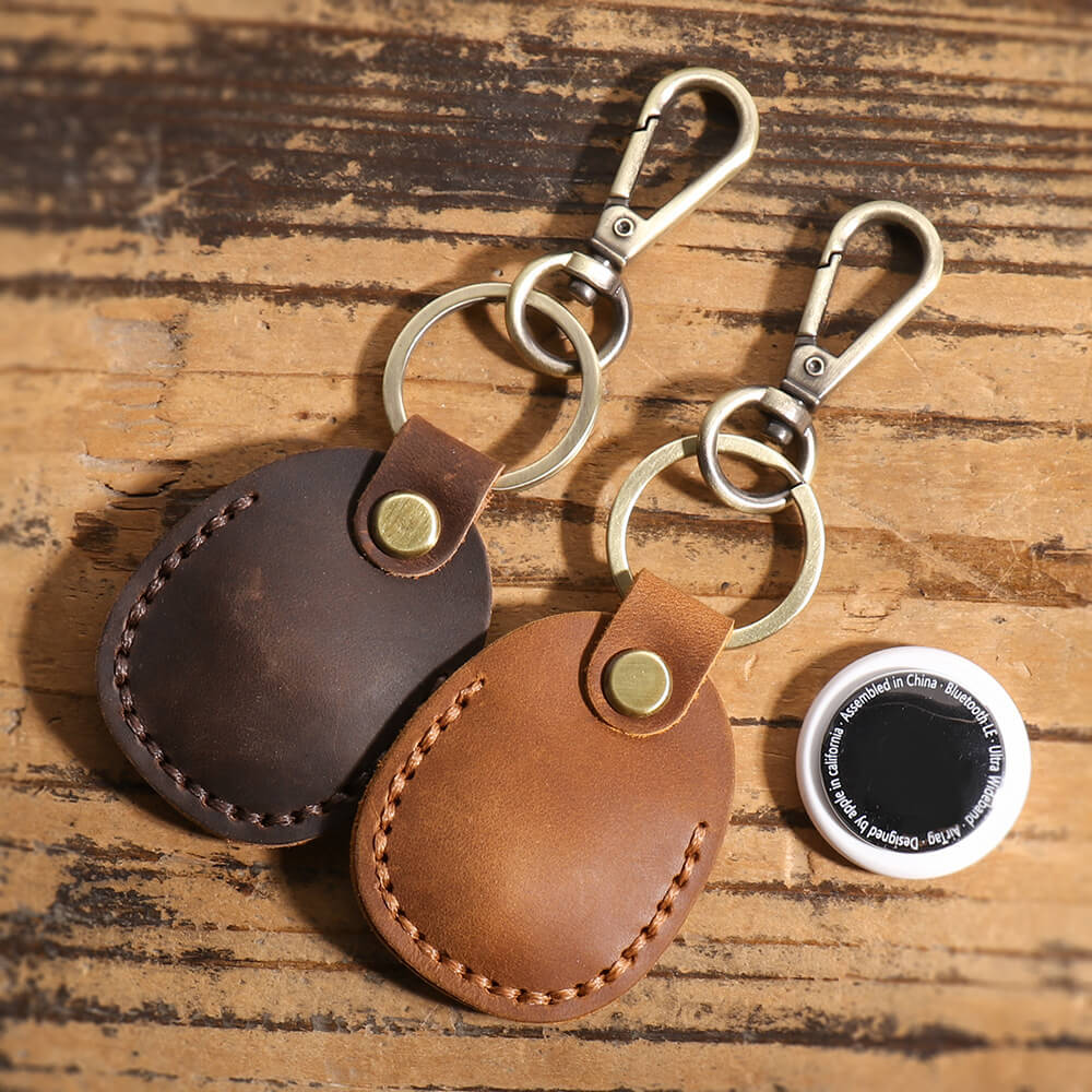 Classic Top - Grain Leather AirTag Keychain Holder with Metal Clasp – Babylon Leather - Babylon LeatherBabylon LeatherLJ139-Brown