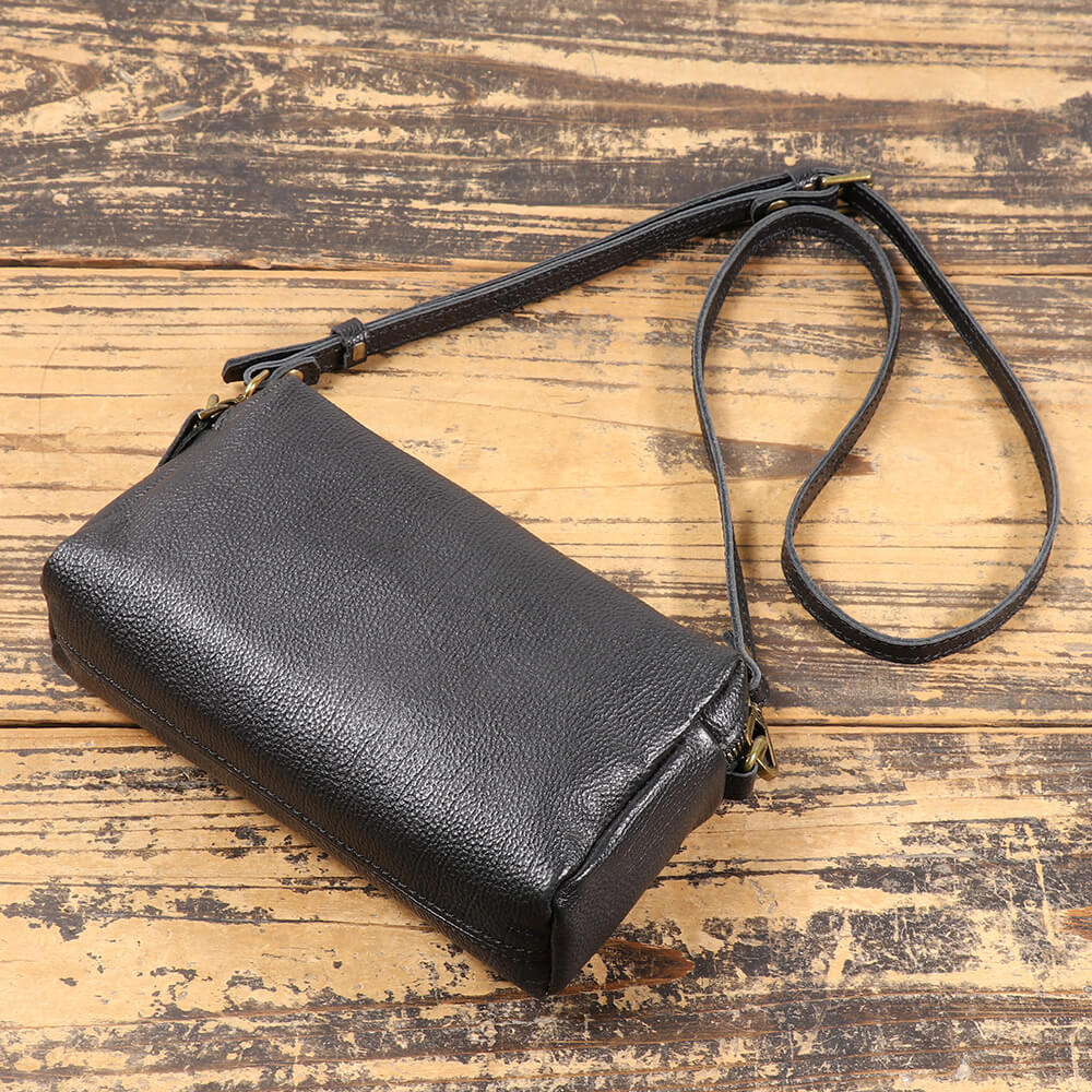 Compact Minimal Top - Grain Leather Wristlet Clutch – Babylon Leather - Babylon LeatherBabylon LeatherLJ149-Black