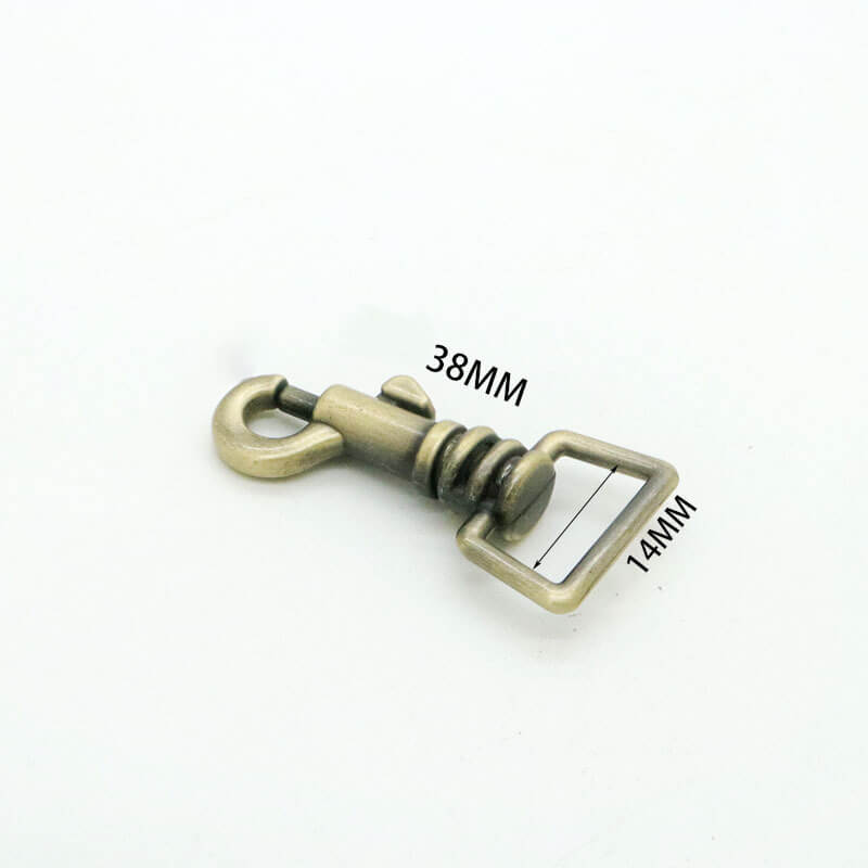 Compact Swivel Snap Hook - Babylon Leather - Babylon LeatherBabylon LeatherJY08-Antique Brass-14mm Square End Key Hook