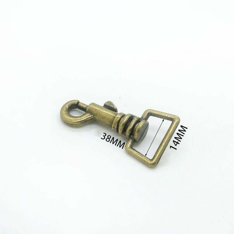 Compact Swivel Snap Hook - Babylon Leather - Babylon LeatherBabylon LeatherJY08-Brushed Antique Brass-14mm Square End Key Hook