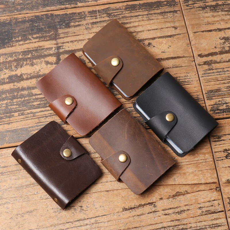 Compact Top - Grain Leather Snap Card Wallet – Babylon Leather - Babylon LeatherBabylon LeatherLJ127-Random Color, Not Limited to the Colors Pictured