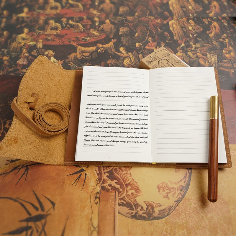 Crazy Horse Leather Notebook Cover with Elastic Strap A5 and A6 – Babylon Leather - Babylon LeatherBabylon LeatherJX01-Brown-A6