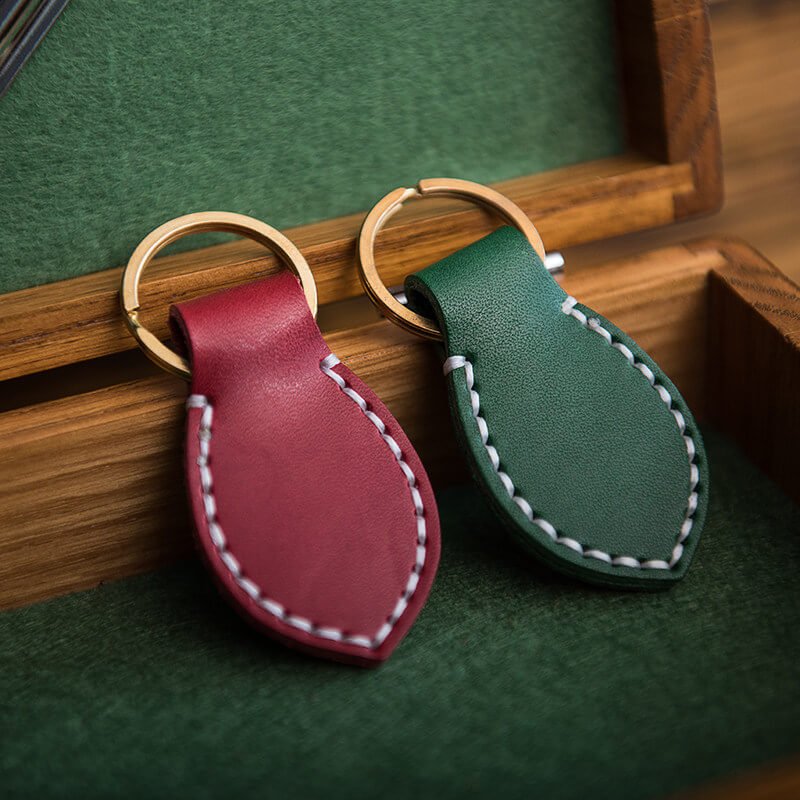 Custom Engraving Smiley Face Couple Keychain DIY Kit – Babylon Leather - Babylon LeatherBabylon LeatherLZ78-Red-Veg Tanned Leather