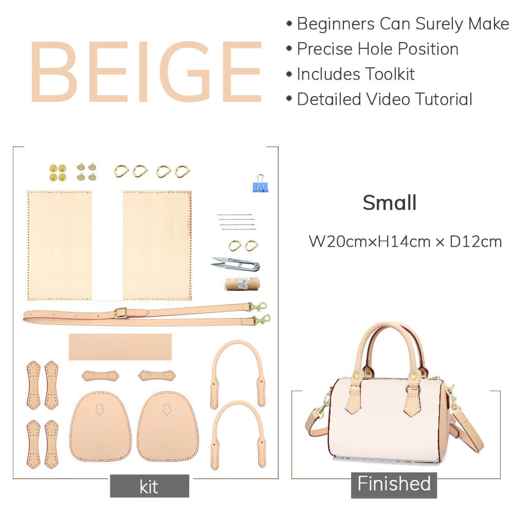 Customizable Panel Boston - Style Bag DIY Kit – Babylon Leather - Babylon LeatherBabylon LeatherSYR05-Beige (Coffee Edge Paint)-Small & Self-Adhesive Glue-Color-Matched & With Fabric
