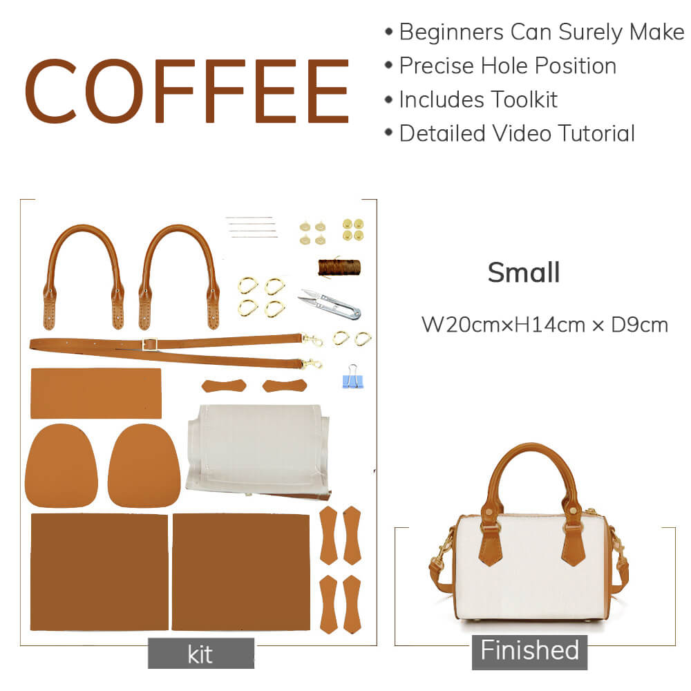 Customizable Panel Boston - Style Bag DIY Kit – Babylon Leather - Babylon LeatherBabylon LeatherSYR05-Coffee-Small & Self-Adhesive Glue-Color-Matched & With Fabric