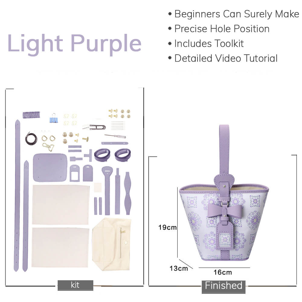 Customizable Panel Bow Shoulder Bag DIY Kit – Babylon Leather - Babylon LeatherBabylon LeatherSYR70-Light Purple-Heat-Activated Adhesive-Color-Matched & With Fabric