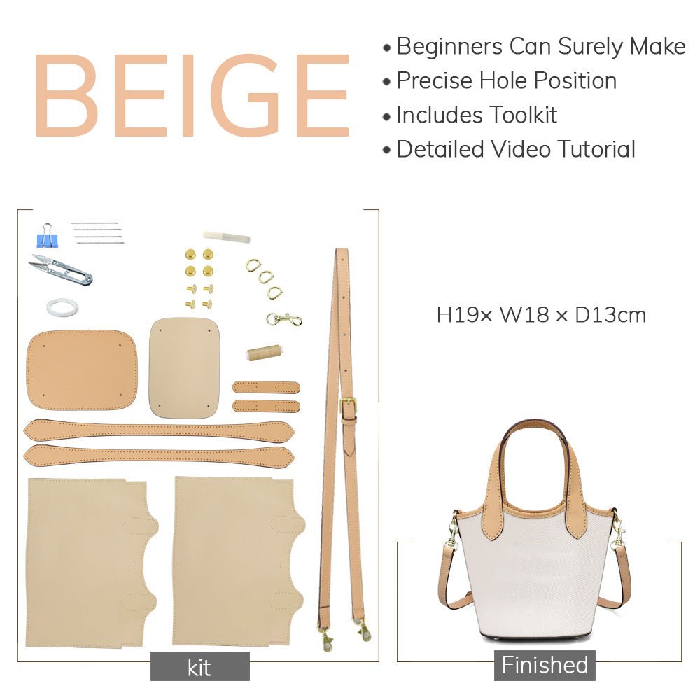 Customizable Panel Bucket Crossbody Bag DIY Kit – Babylon Leather - Babylon LeatherBabylon LeatherSYR53 - Beige - Heat - Activated Adhesive - Color - Matched & With Fabric