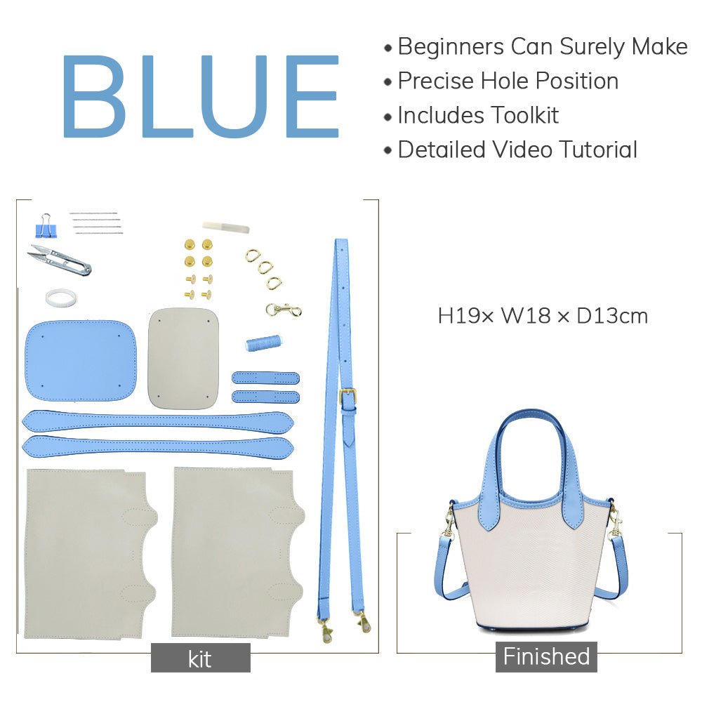 Customizable Panel Bucket Crossbody Bag DIY Kit – Babylon Leather - Babylon LeatherBabylon LeatherSYR53 - Blue - Heat - Activated Adhesive - Color - Matched & With Fabric