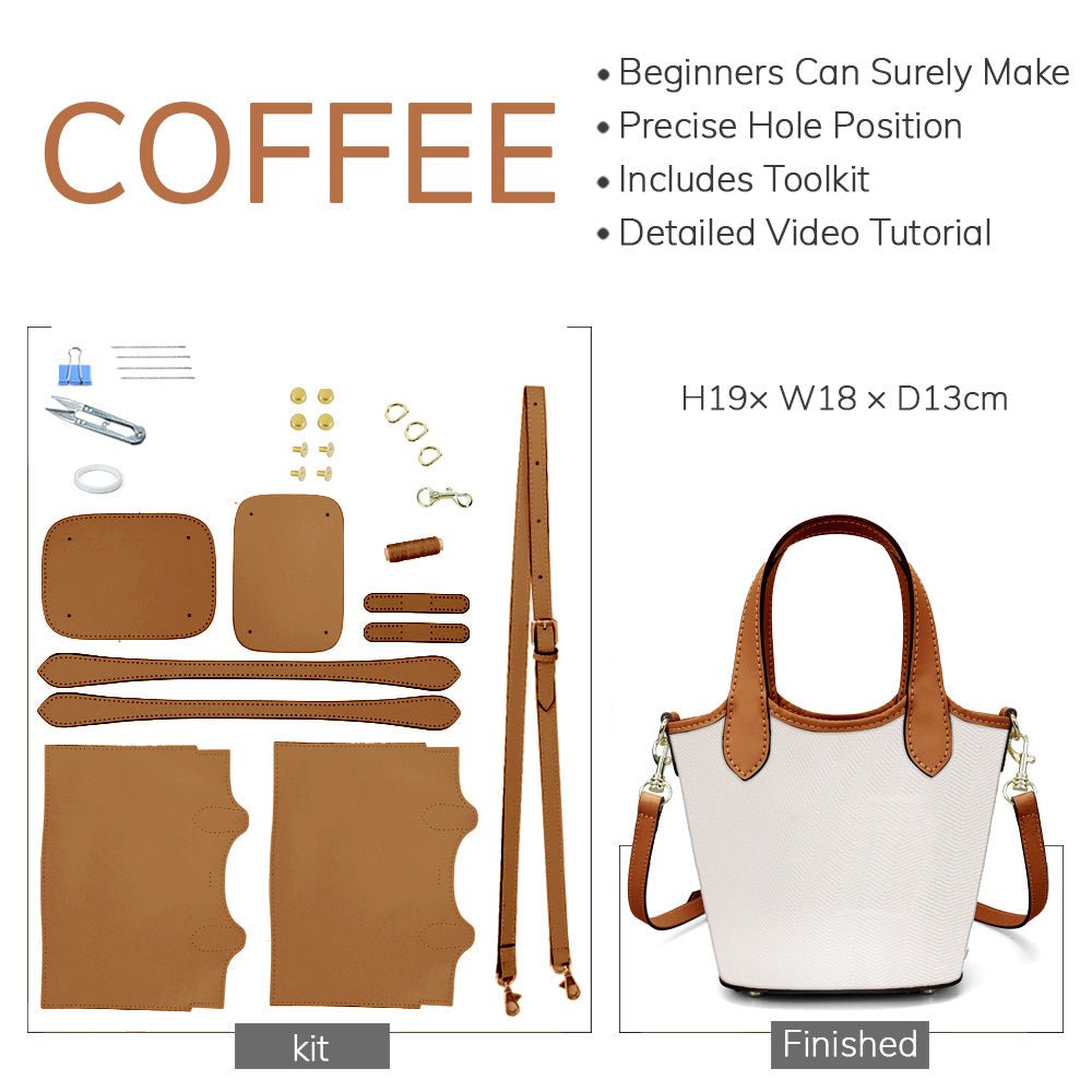 Customizable Panel Bucket Crossbody Bag DIY Kit – Babylon Leather - Babylon LeatherBabylon LeatherSYR53 - Coffee - Heat - Activated Adhesive - Color - Matched & With Fabric