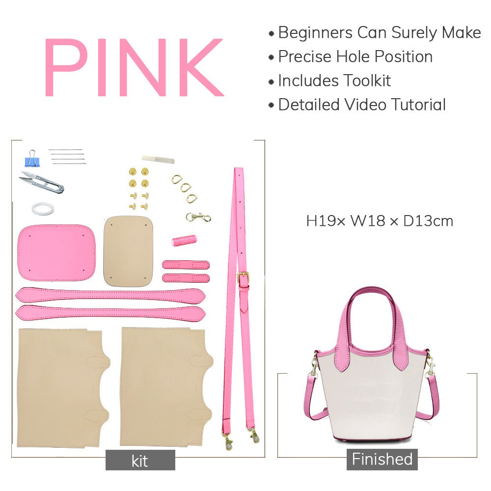 Customizable Panel Bucket Crossbody Bag DIY Kit – Babylon Leather - Babylon LeatherBabylon LeatherSYR53 - Pink - Heat - Activated Adhesive - Color - Matched & With Fabric