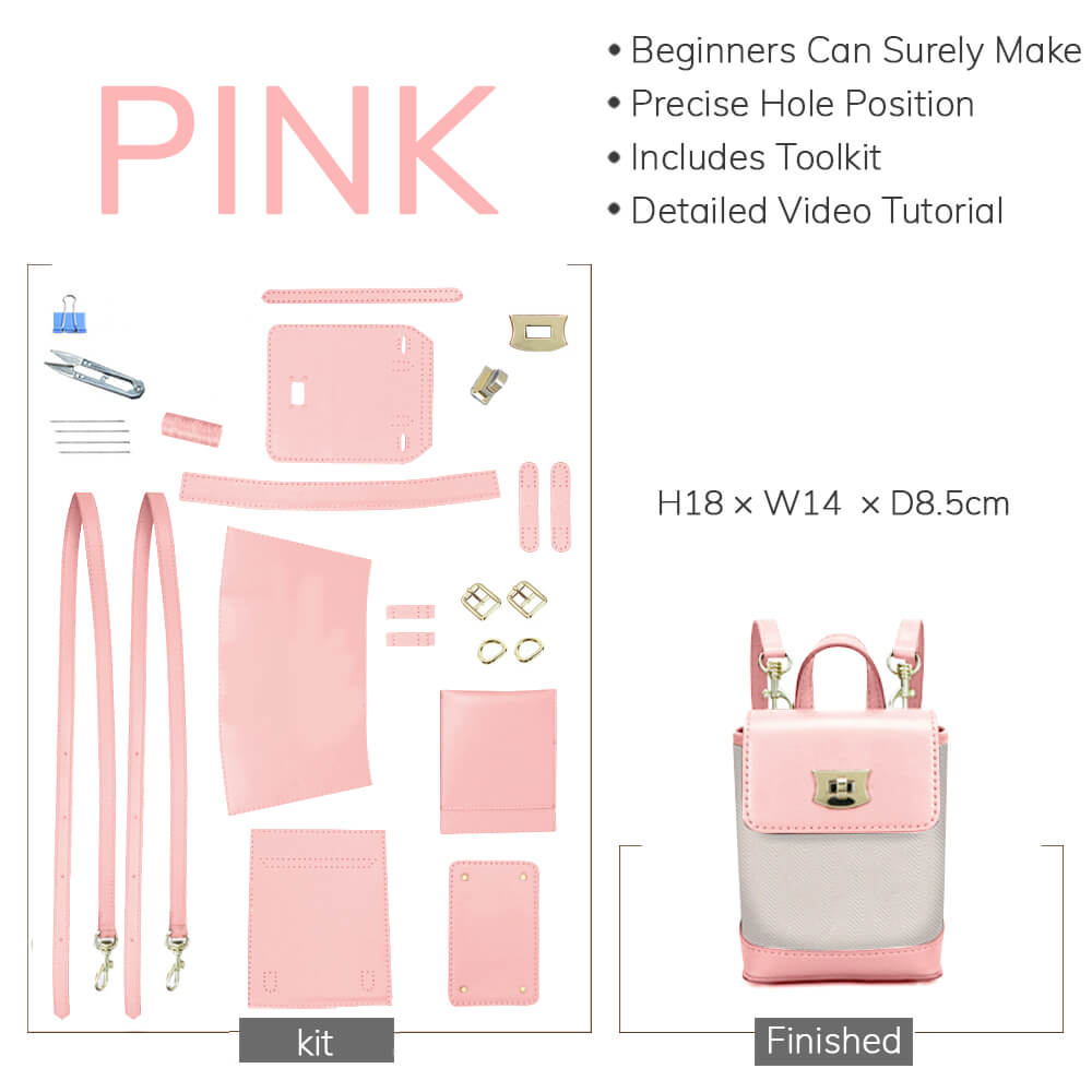 Customizable Panel Cell Phone Purse Backpack DIY Kit – Babylon Leather - Babylon LeatherBabylon LeatherSYR13 - Pink - Self - Adhesive Glue - Color - Matched & Dual - Strap Bag