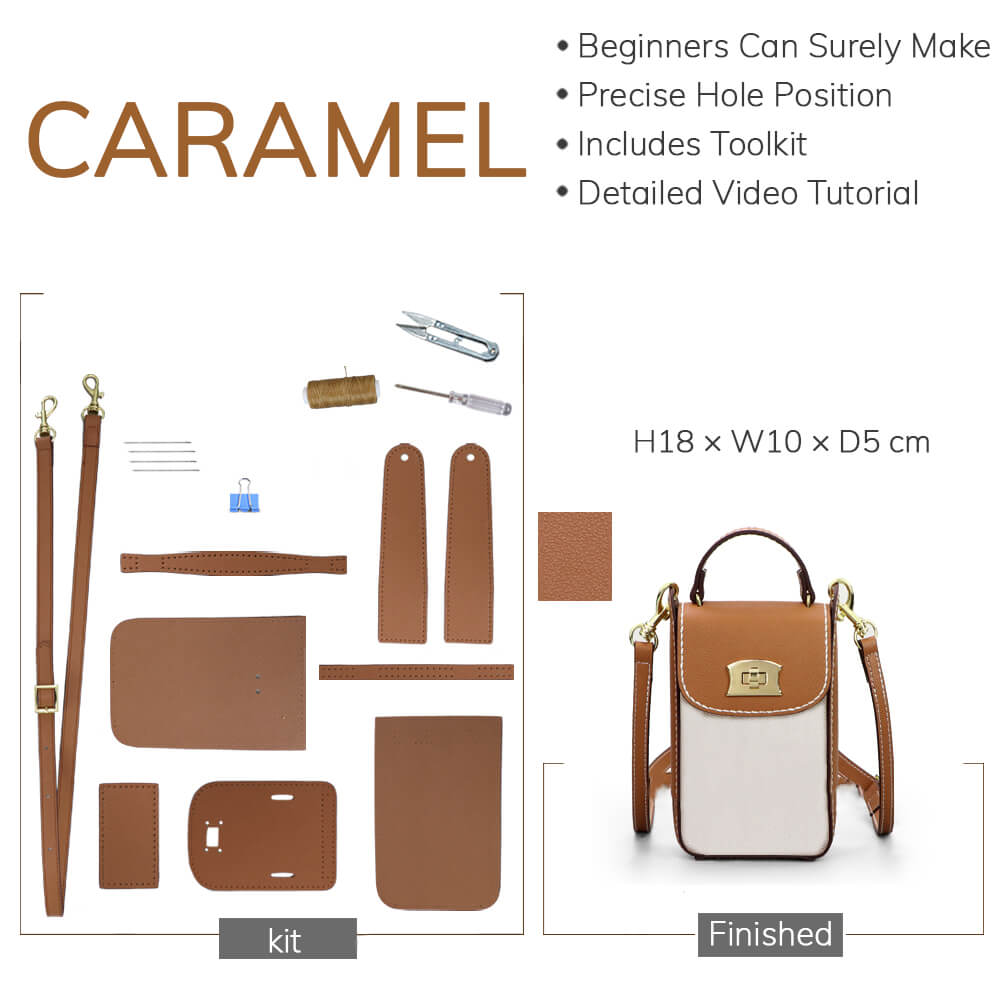 Customizable Panel Cell Phone Purse Crossbody Bag DIY Kit – Babylon Leather - Babylon LeatherBabylon LeatherSYR14 - Caramel - Self - Adhesive Glue - Color - Matched & With Fabric