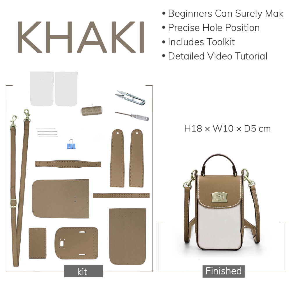 Customizable Panel Cell Phone Purse Crossbody Bag DIY Kit – Babylon Leather - Babylon LeatherBabylon LeatherSYR14 - Khaki - Heat - Activated Adhesive - Color - Matched & With Fabric
