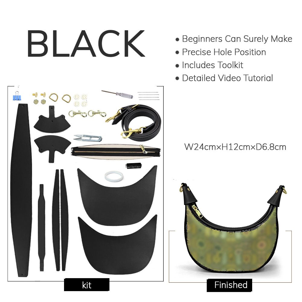 Customizable Panel Crescent Shoulder Bag DIY Kit – Babylon Leather - Babylon LeatherBabylon LeatherSYR57 - Black - Heat - Activated Adhesive - Color - Matched & With Fabric