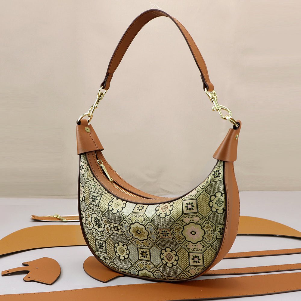 Customizable Panel Crescent Shoulder Bag DIY Kit – Babylon Leather - Babylon LeatherBabylon LeatherSYR57 - Coffee - Heat - Activated Adhesive - Color - Matched & With Fabric