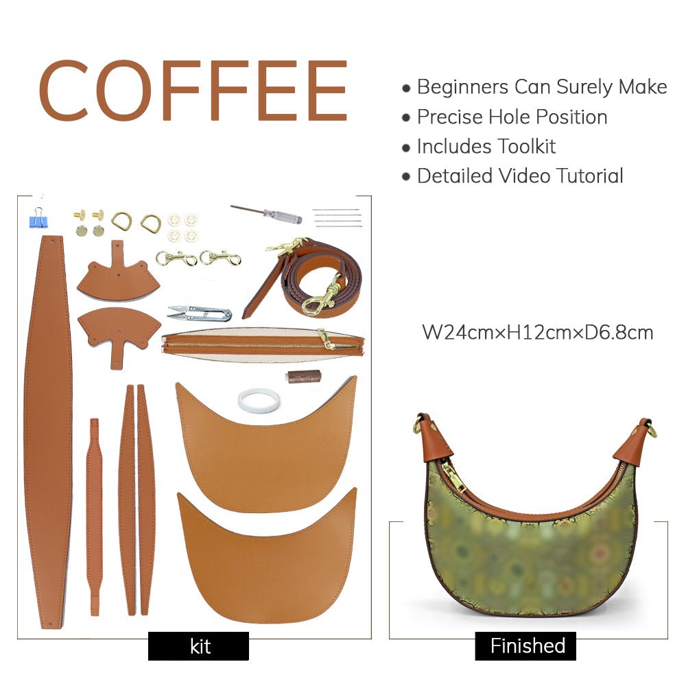 Customizable Panel Crescent Shoulder Bag DIY Kit – Babylon Leather - Babylon LeatherBabylon LeatherSYR57 - Coffee - Heat - Activated Adhesive - Color - Matched & With Fabric