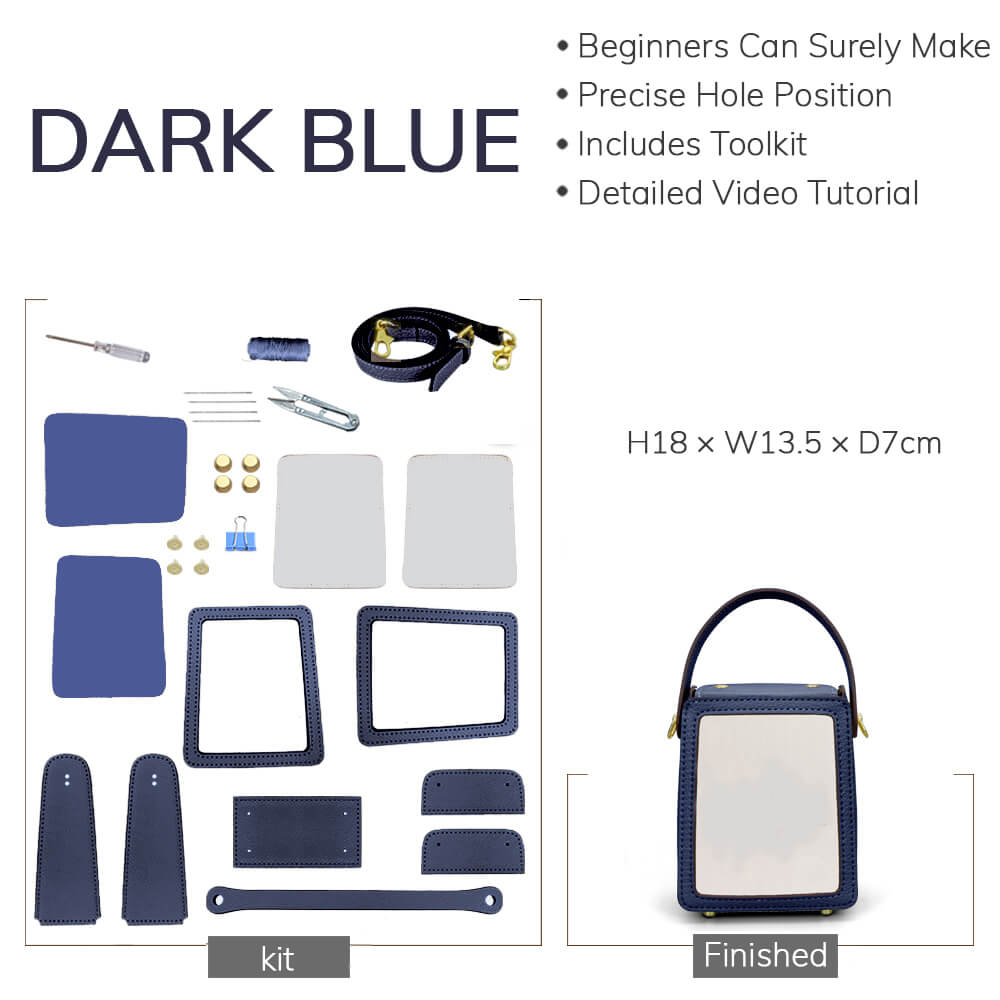 Customizable Panel Crossbody Box Bag DIY Kit – Babylon Leather - Babylon LeatherBabylon LeatherSYR48 - Dark Blue - Self - Adhesive Glue - Color - Matched & With Fabric