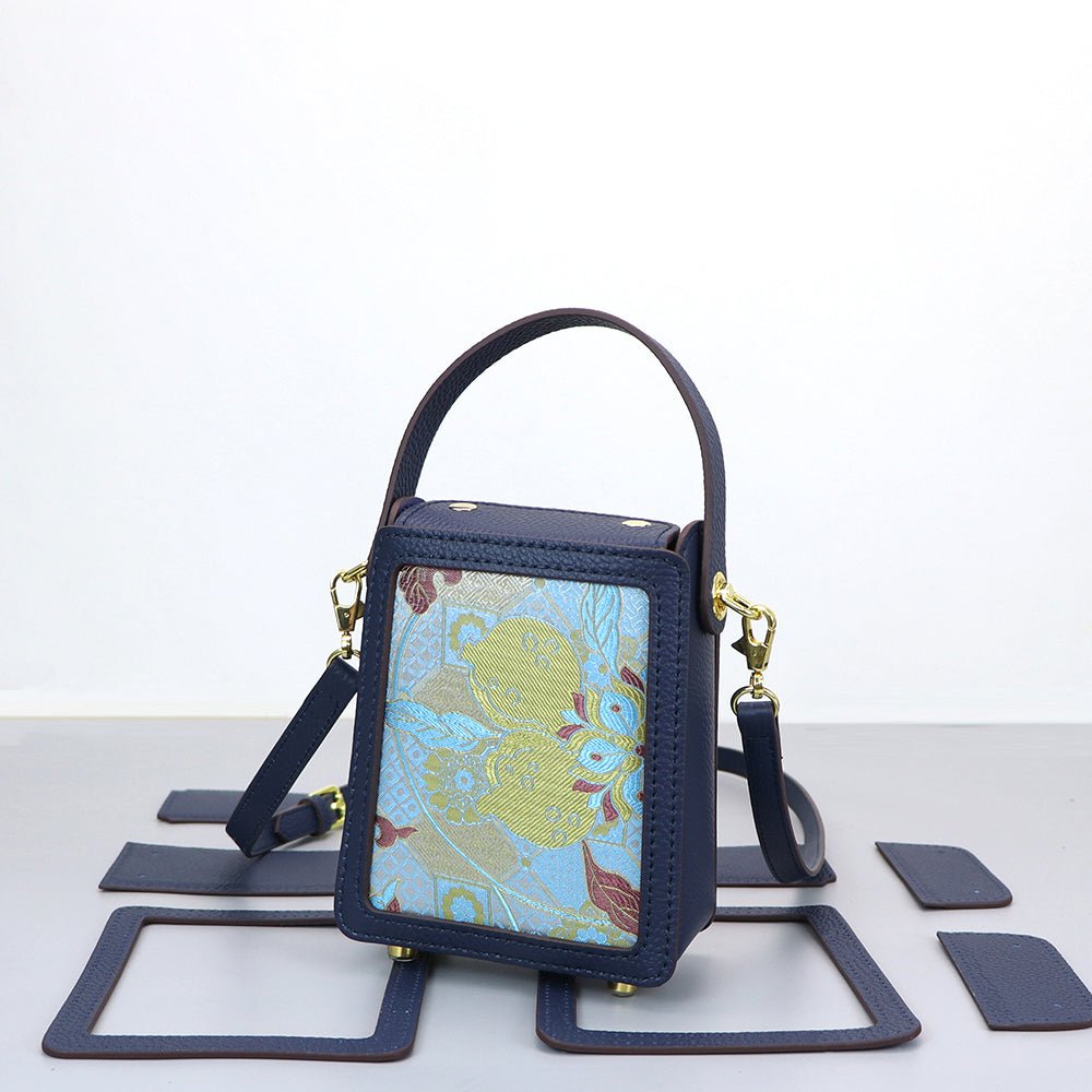 Customizable Panel Crossbody Box Bag DIY Kit – Babylon Leather - Babylon LeatherBabylon LeatherSYR48 - Dark Blue - Self - Adhesive Glue - Color - Matched & With Fabric