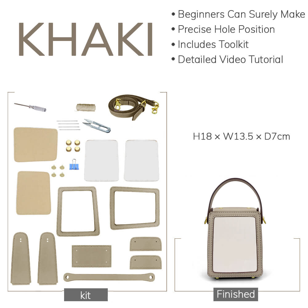 Customizable Panel Crossbody Box Bag DIY Kit – Babylon Leather - Babylon LeatherBabylon LeatherSYR48 - Khaki - Self - Adhesive Glue - Color - Matched & With Fabric