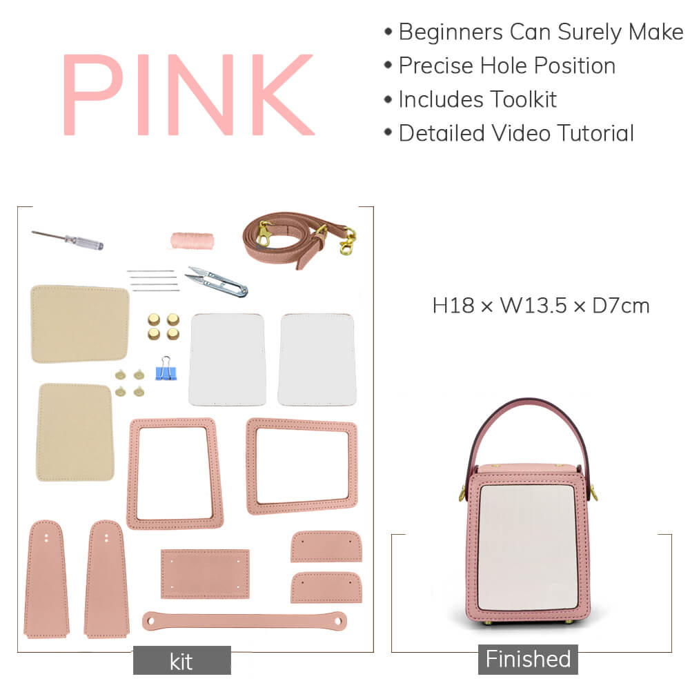 Customizable Panel Crossbody Box Bag DIY Kit – Babylon Leather - Babylon LeatherBabylon LeatherSYR48 - Pink - Self - Adhesive Glue - Color - Matched & With Fabric