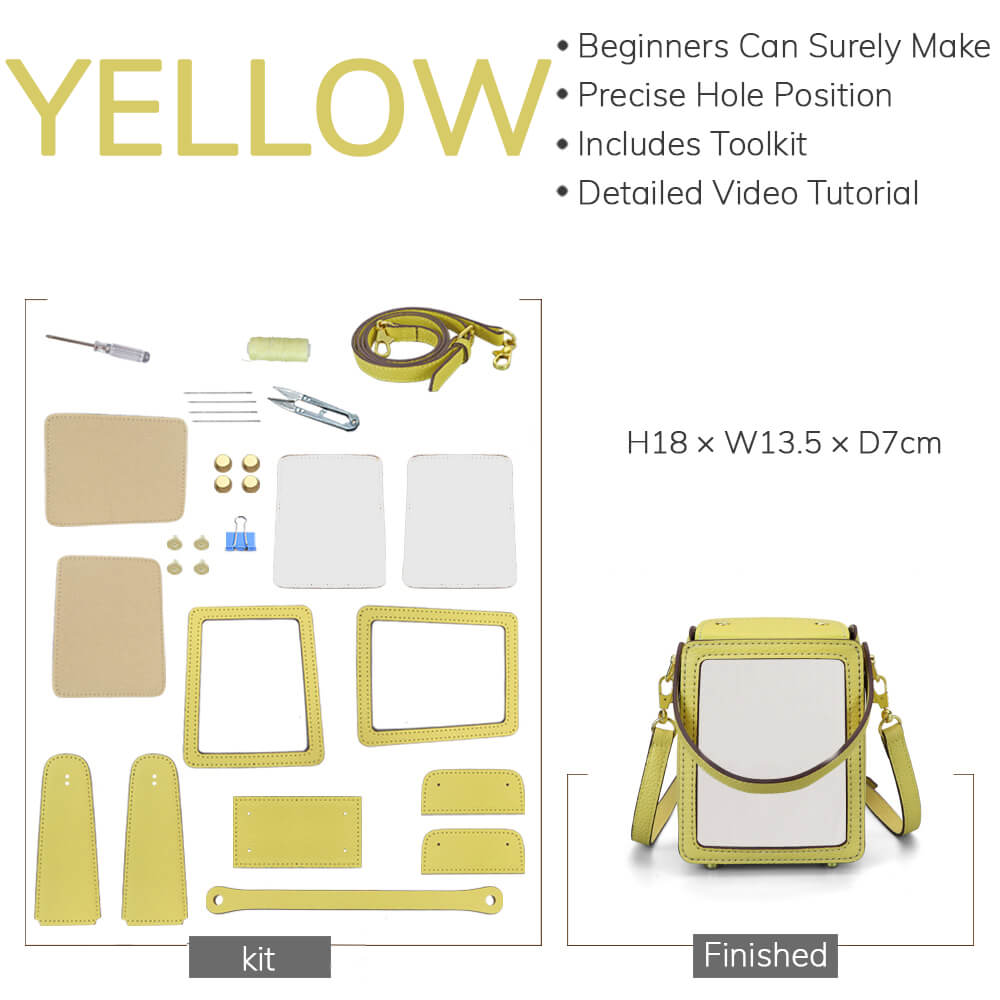 Customizable Panel Crossbody Box Bag DIY Kit – Babylon Leather - Babylon LeatherBabylon LeatherSYR48 - Yellow - Self - Adhesive Glue - Color - Matched & With Fabric