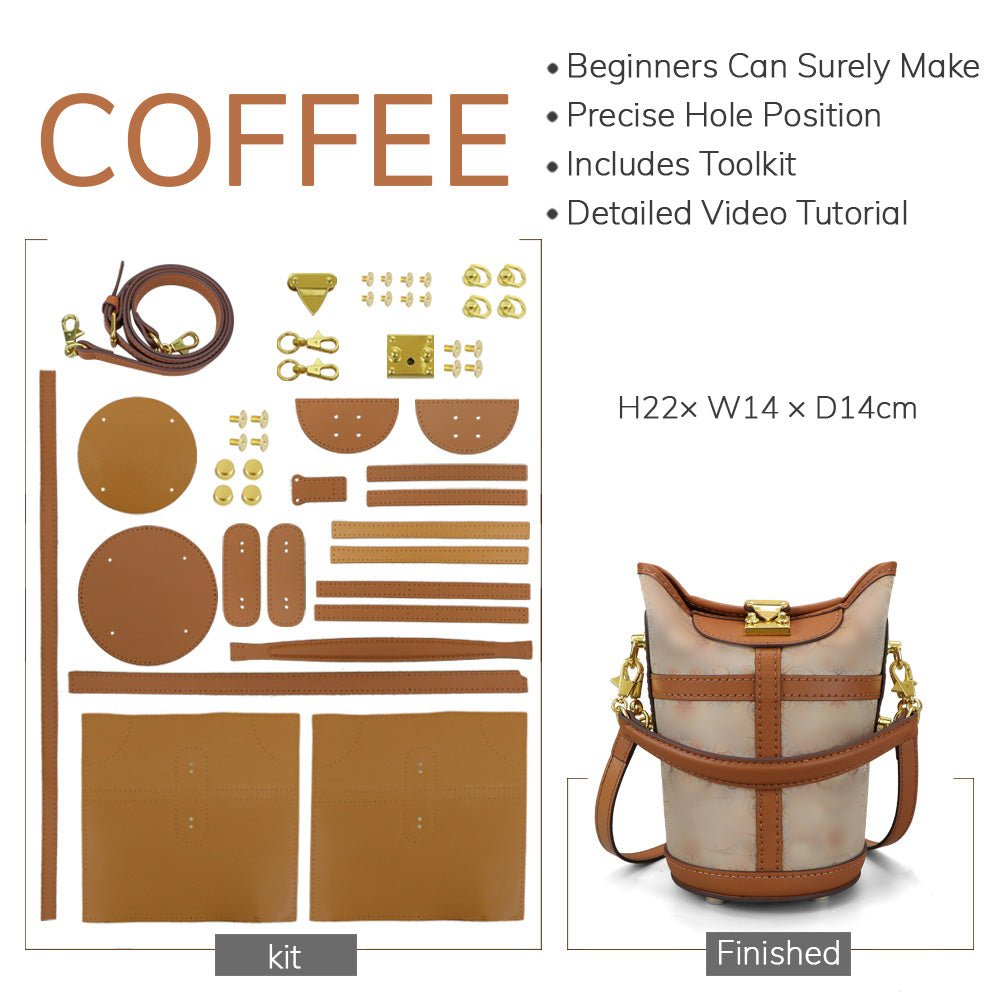 Customizable Panel Cylindrical Crossbody bag DIY Kit – Babylon Leather - Babylon LeatherBabylon LeatherSYR60 - Coffee - Heat - Activated Adhesive - Color - Matched & With Fabric