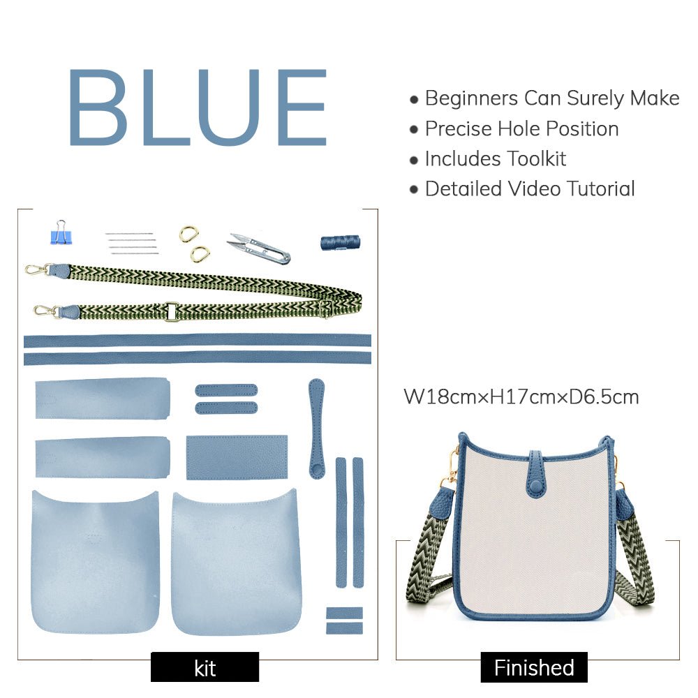 Customizable Panel Evelyne Bag DIY Kit – Babylon Leather - Babylon LeatherBabylon LeatherSYR25 - Blue - Heat - Activated Adhesive - Color - Matched & With Fabric