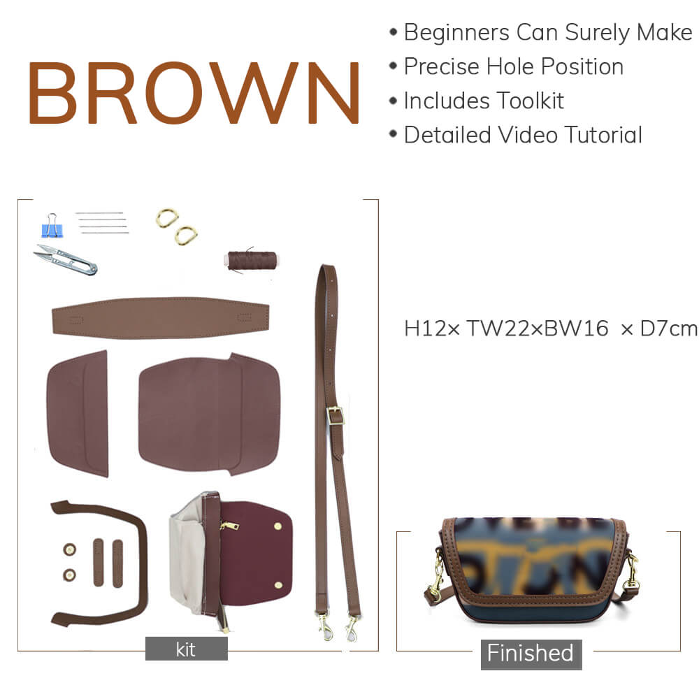 Customizable Panel Flap Saddle Crossbody Bag DIY Kit – Babylon Leather - Babylon LeatherBabylon LeatherSYR65-Brown-Self-Adhesive Glue-Color-Matched & With Fabric