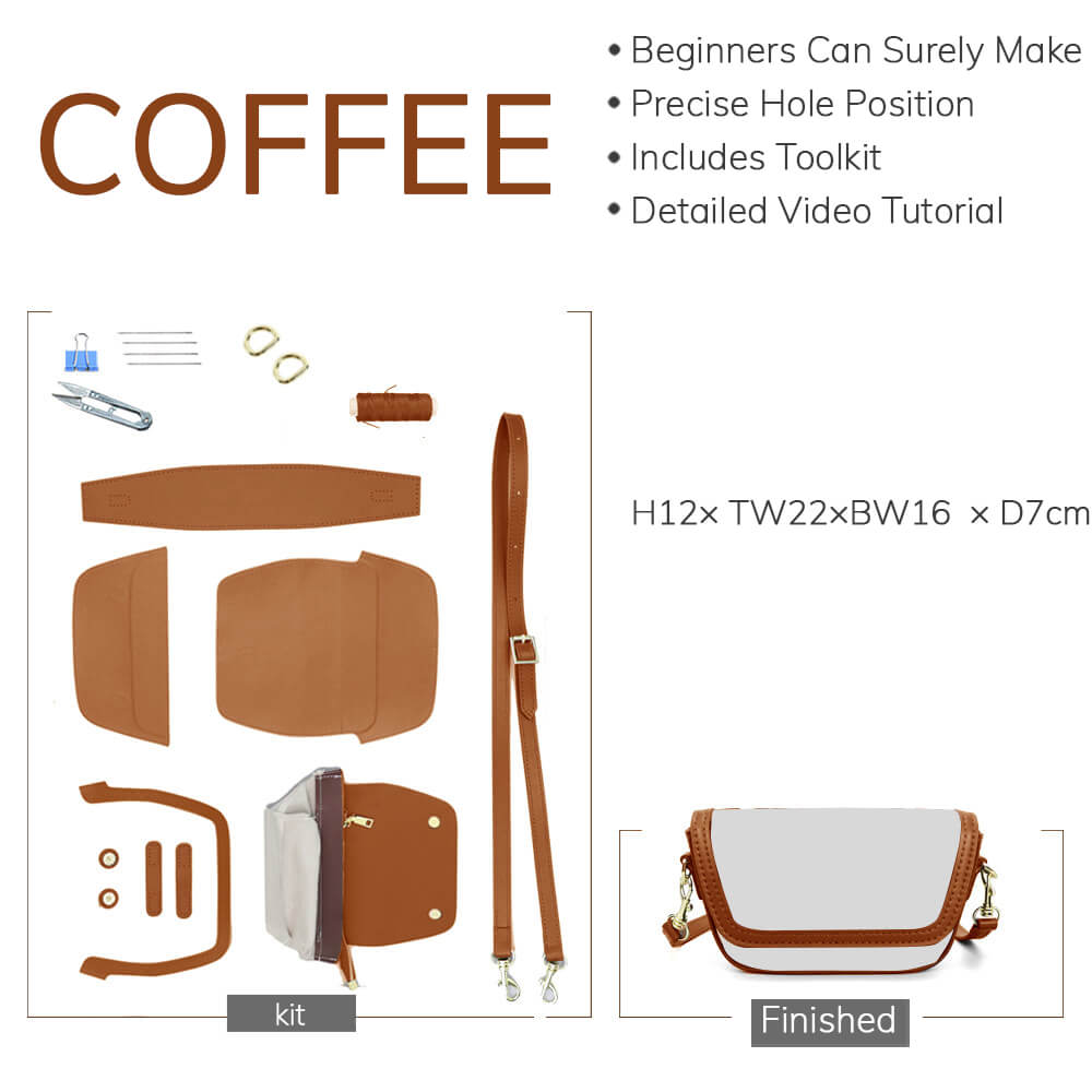 Customizable Panel Flap Saddle Crossbody Bag DIY Kit – Babylon Leather - Babylon LeatherBabylon LeatherSYR65-Coffee-Self-Adhesive Glue-Color-Matched & With Fabric