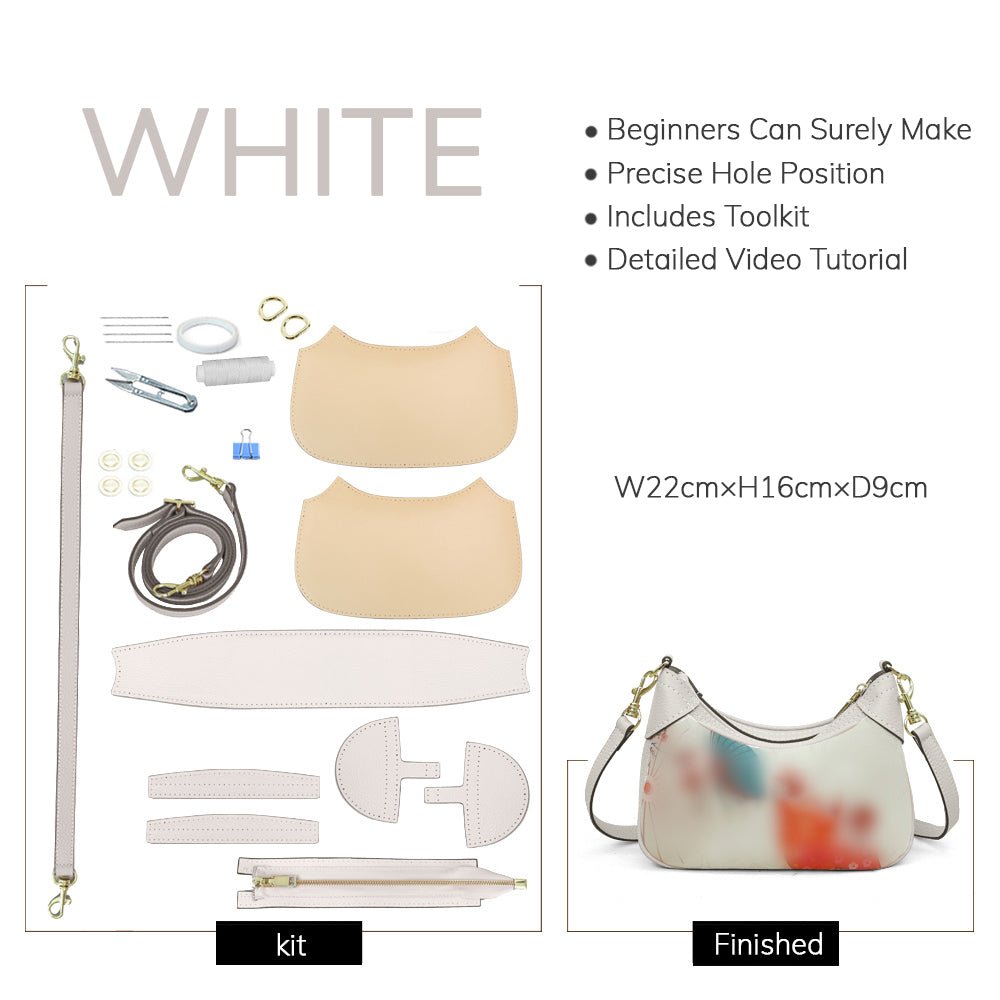 Customizable Panel Hobo Bag DIY Leather Gift Kit – Babylon Leather - Babylon LeatherBabylon LeatherSYR36 - White - Heat - Activated Adhesive - Color - Matched & With Fabric