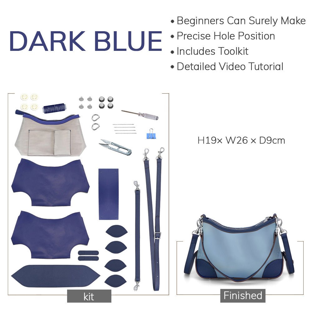 Customizable Panel Hobo Bag DIY Leather Kit – Babylon Leather - Babylon LeatherBabylon LeatherSYR47 - Dark Blue - Heat - Activated Adhesive - Color - Matched & With Fabric
