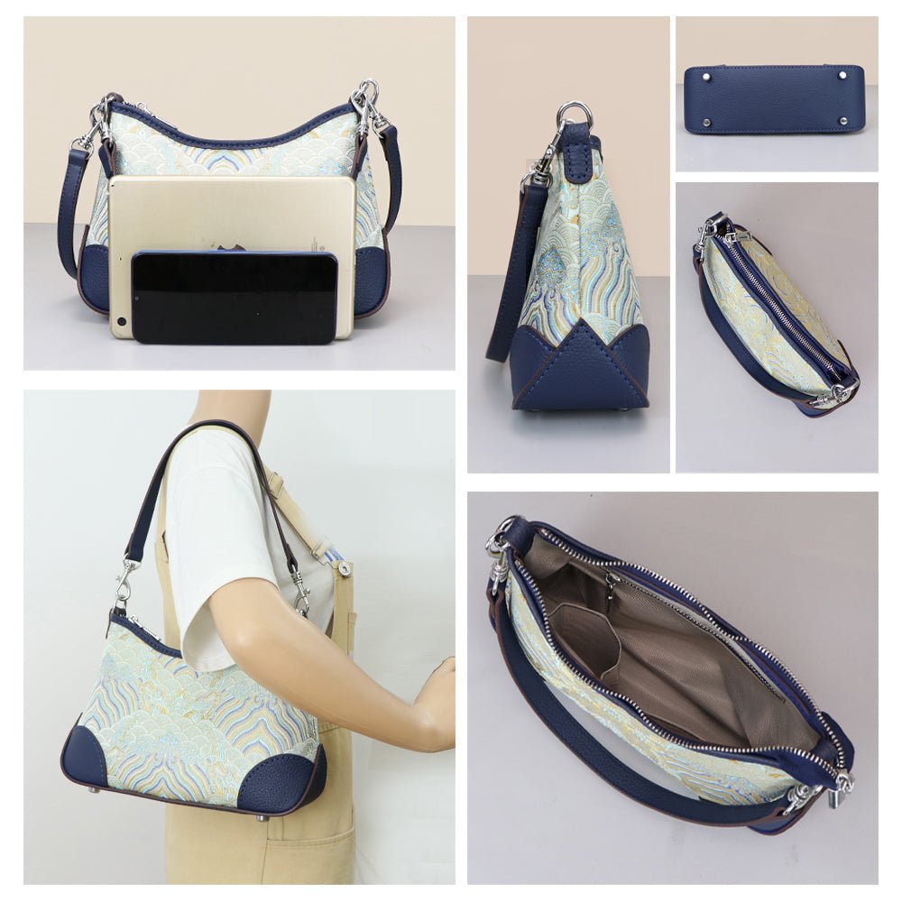 Customizable Panel Hobo Bag DIY Leather Kit – Babylon Leather - Babylon LeatherBabylon LeatherSYR47 - Dark Blue - Heat - Activated Adhesive - Color - Matched & With Fabric