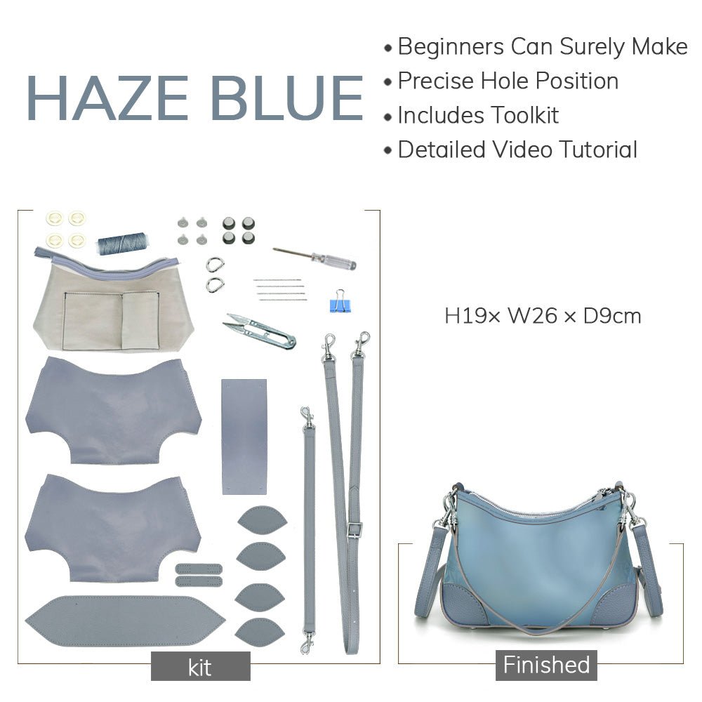 Customizable Panel Hobo Bag DIY Leather Kit – Babylon Leather - Babylon LeatherBabylon LeatherSYR47 - Haze Blue - Heat - Activated Adhesive - Color - Matched & With Fabric