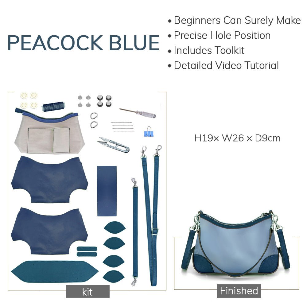 Customizable Panel Hobo Bag DIY Leather Kit – Babylon Leather - Babylon LeatherBabylon LeatherSYR47 - Peacock Blue - Heat - Activated Adhesive - Color - Matched & With Fabric