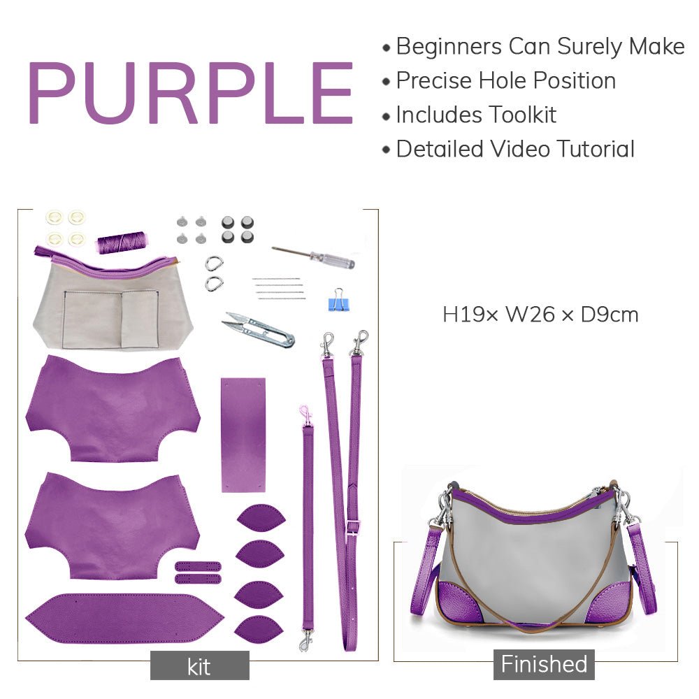 Customizable Panel Hobo Bag DIY Leather Kit – Babylon Leather - Babylon LeatherBabylon LeatherSYR47 - Purple - Heat - Activated Adhesive - Color - Matched & With Fabric