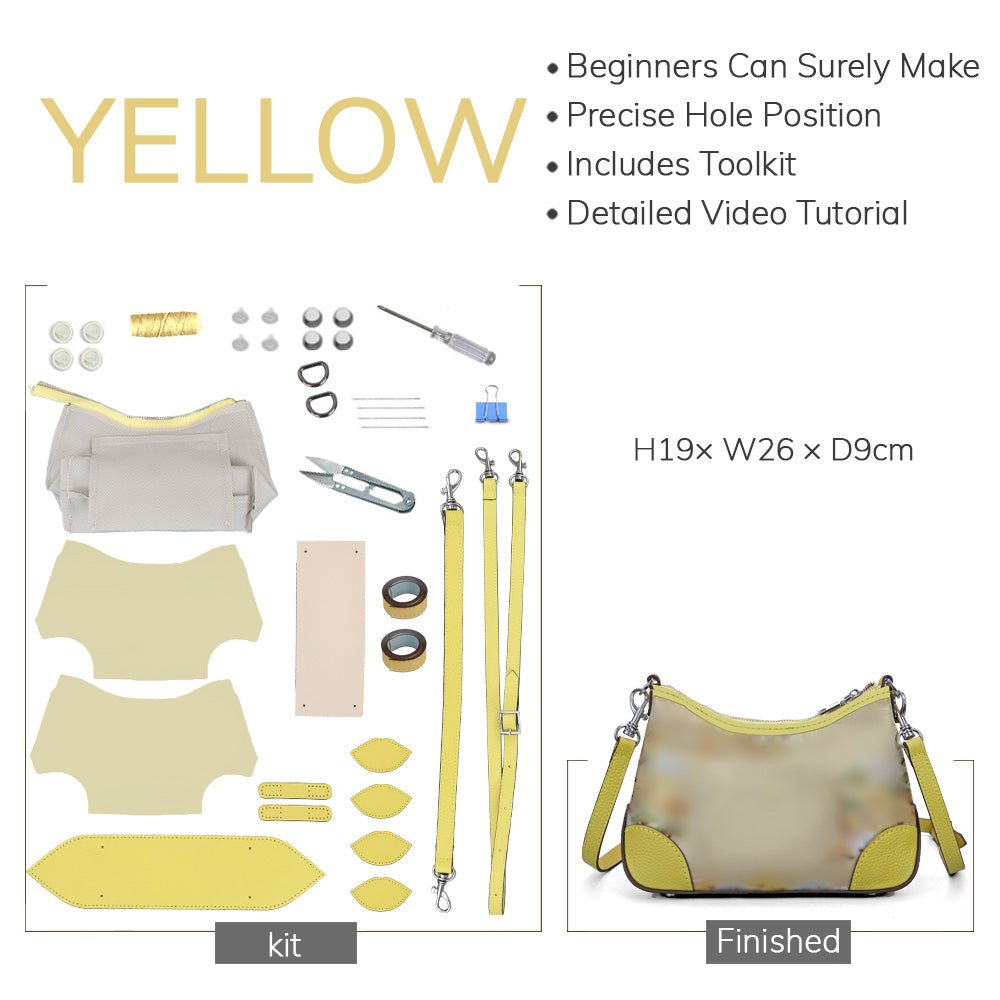 Customizable Panel Hobo Bag DIY Leather Kit – Babylon Leather - Babylon LeatherBabylon LeatherSYR47 - Yellow - Heat - Activated Adhesive - Color - Matched & With Fabric