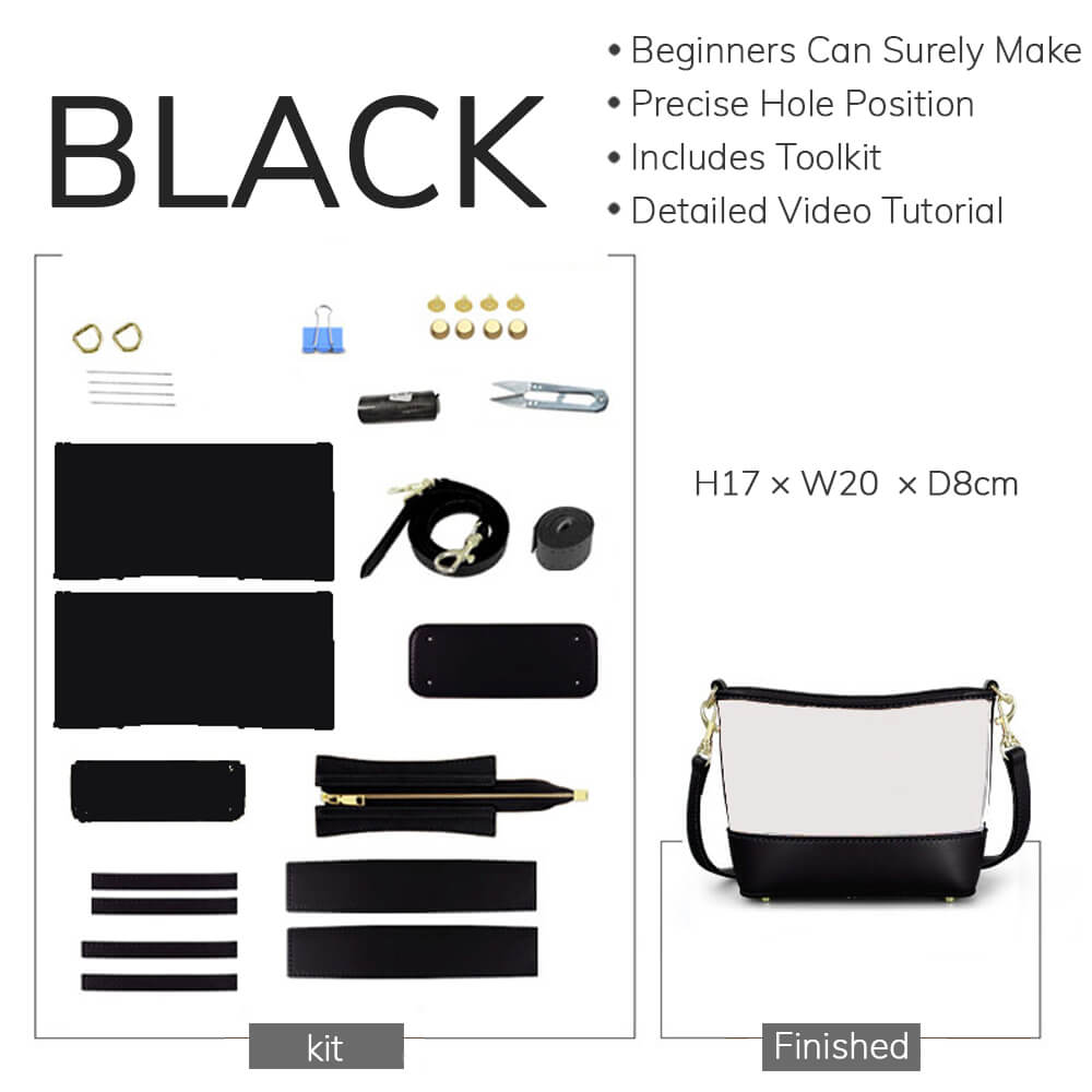 Customizable Panel Hobo Bucket Bag DIY Kit – Babylon Leather - Babylon LeatherBabylon LeatherSYR23 - Black - Self - Adhesive Glue - Color - Matched & With Fabric