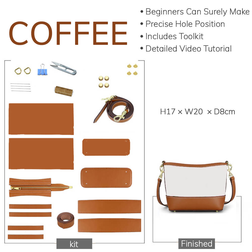 Customizable Panel Hobo Bucket Bag DIY Kit – Babylon Leather - Babylon LeatherBabylon LeatherSYR23 - Coffee - Self - Adhesive Glue - Color - Matched & With Fabric