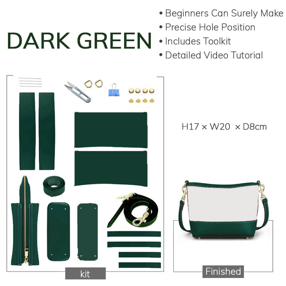 Customizable Panel Hobo Bucket Bag DIY Kit – Babylon Leather - Babylon LeatherBabylon LeatherSYR23 - Dark Green - Self - Adhesive Glue - Color - Matched & With Fabric