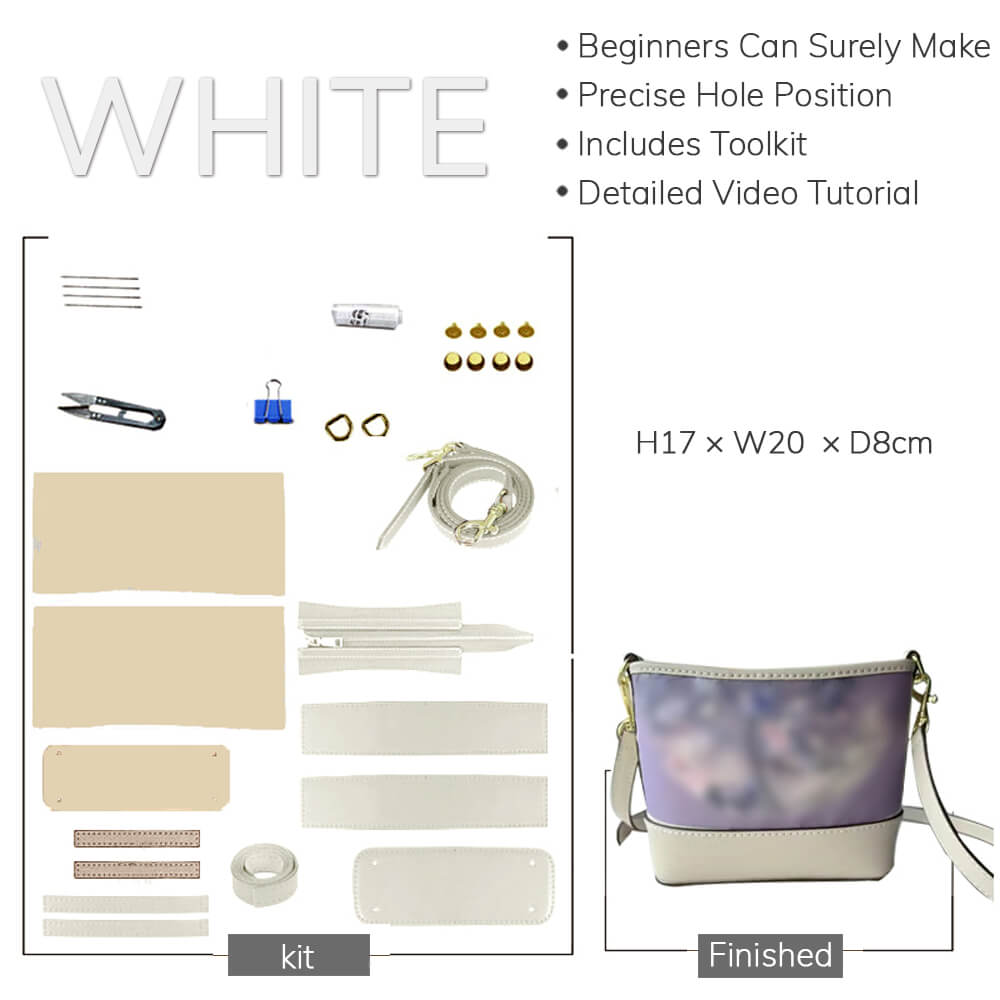 Customizable Panel Hobo Bucket Bag DIY Kit – Babylon Leather - Babylon LeatherBabylon LeatherSYR23 - White - Self - Adhesive Glue - Color - Matched & With Fabric