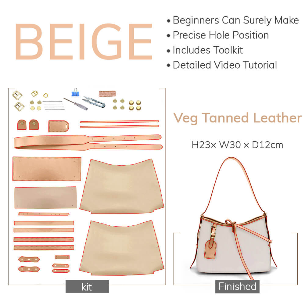 Customizable Panel Large Shoulder Bag DIY Kit – Babylon Leather - Babylon LeatherBabylon LeatherSYR38 - Beige - Self - Adhesive Glue - Color - Matched & With Fabric