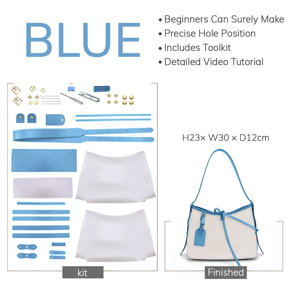 Customizable Panel Large Shoulder Bag DIY Kit – Babylon Leather - Babylon LeatherBabylon LeatherSYR38 - Blue - Self - Adhesive Glue - Color - Matched & With Fabric