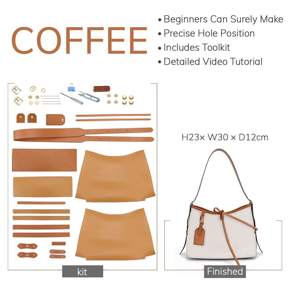 Customizable Panel Large Shoulder Bag DIY Kit – Babylon Leather - Babylon LeatherBabylon LeatherSYR38 - Coffee - Self - Adhesive Glue - Color - Matched & With Fabric
