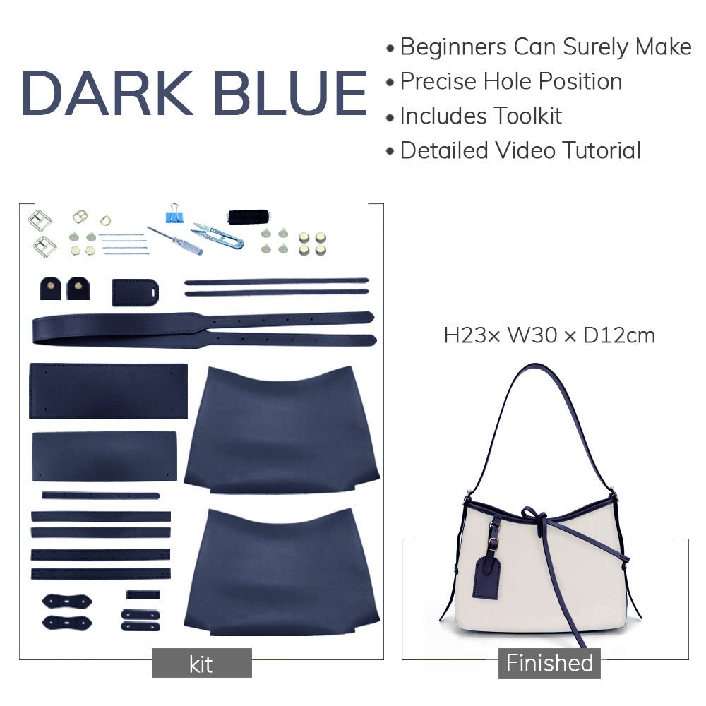 Customizable Panel Large Shoulder Bag DIY Kit – Babylon Leather - Babylon LeatherBabylon LeatherSYR38 - Dark Blue - Self - Adhesive Glue - Color - Matched & With Fabric