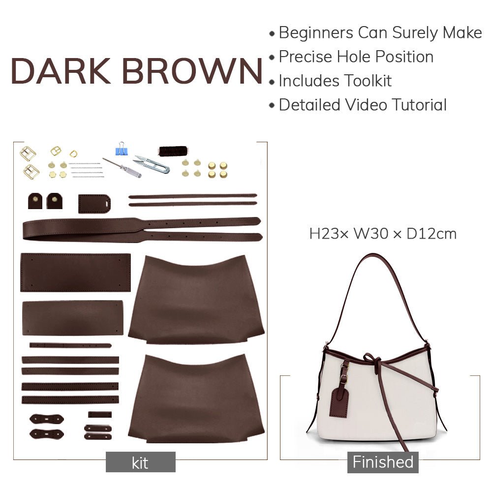 Customizable Panel Large Shoulder Bag DIY Kit – Babylon Leather - Babylon LeatherBabylon LeatherSYR38 - Dark Brown - Self - Adhesive Glue - Color - Matched & With Fabric