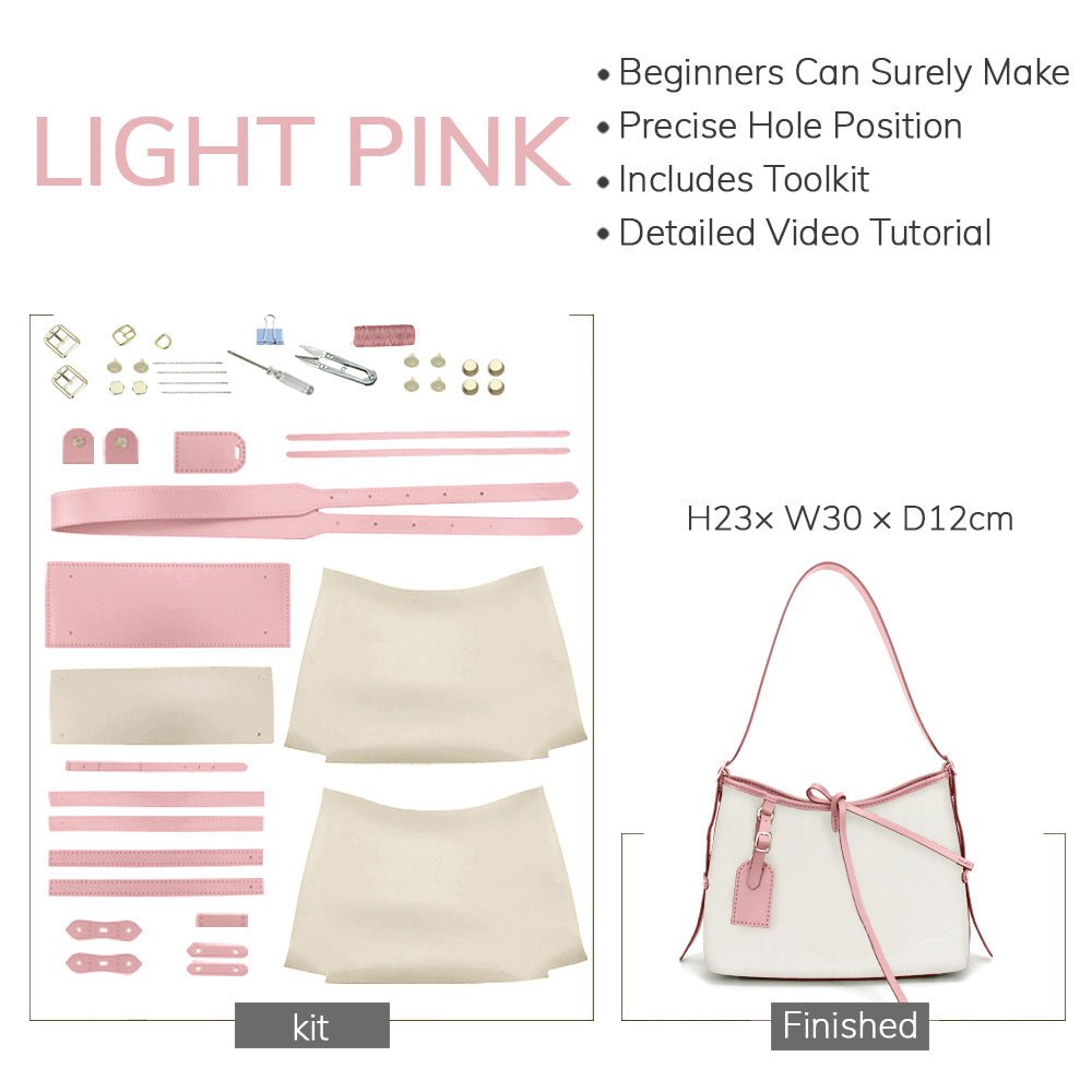 Customizable Panel Large Shoulder Bag DIY Kit – Babylon Leather - Babylon LeatherBabylon LeatherSYR38 - Light Pink - Self - Adhesive Glue - Color - Matched & With Fabric