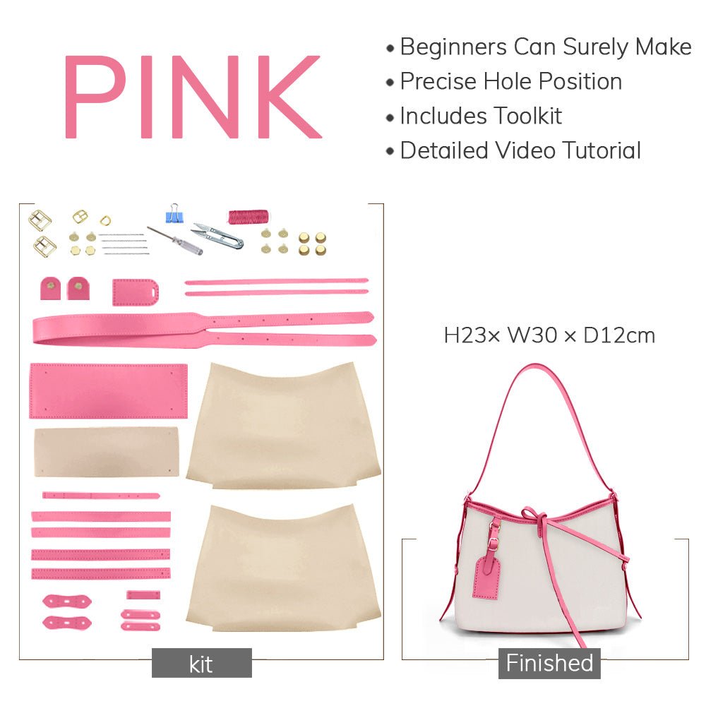 Customizable Panel Large Shoulder Bag DIY Kit – Babylon Leather - Babylon LeatherBabylon LeatherSYR38 - Pink - Self - Adhesive Glue - Color - Matched & With Fabric