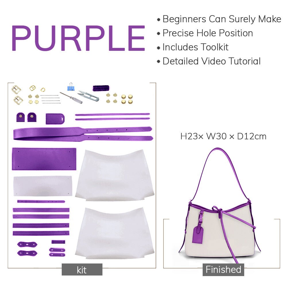 Customizable Panel Large Shoulder Bag DIY Kit – Babylon Leather - Babylon LeatherBabylon LeatherSYR38 - Purple - Self - Adhesive Glue - Color - Matched & With Fabric