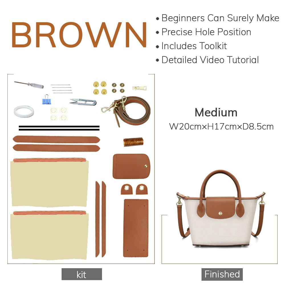 Customizable Panel Le Pliage Travel Bag DIY Kit ¨C Babylon Leather - Babylon LeatherBabylon LeatherSYR29 - Brown - Medium - Self - Adhesive Glue & Color - Matched